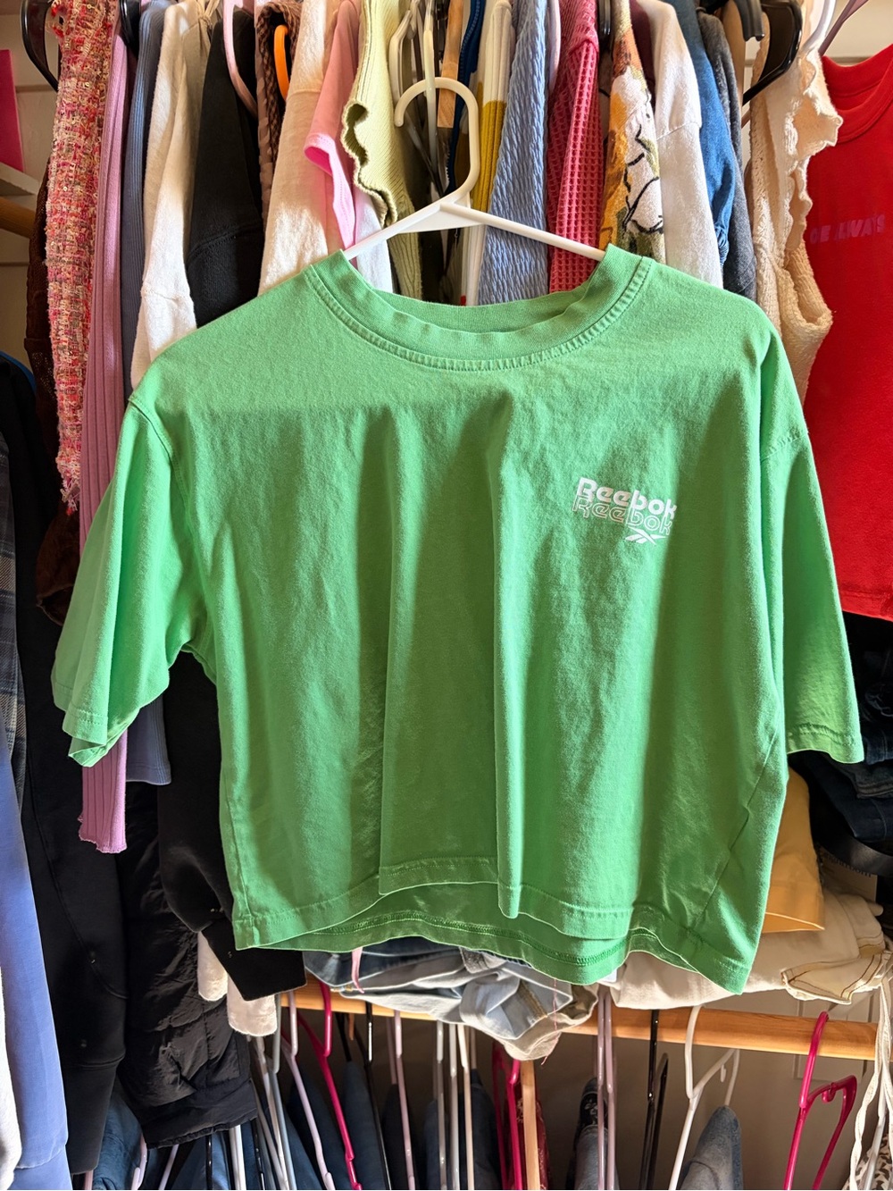 Reebok Lime Green Short-Sleeve Crop Tee